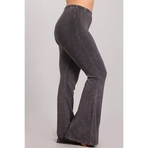 Chatoyant Plus Size Mineral Wash Bell Bottoms Dark Ash Grey 1XL